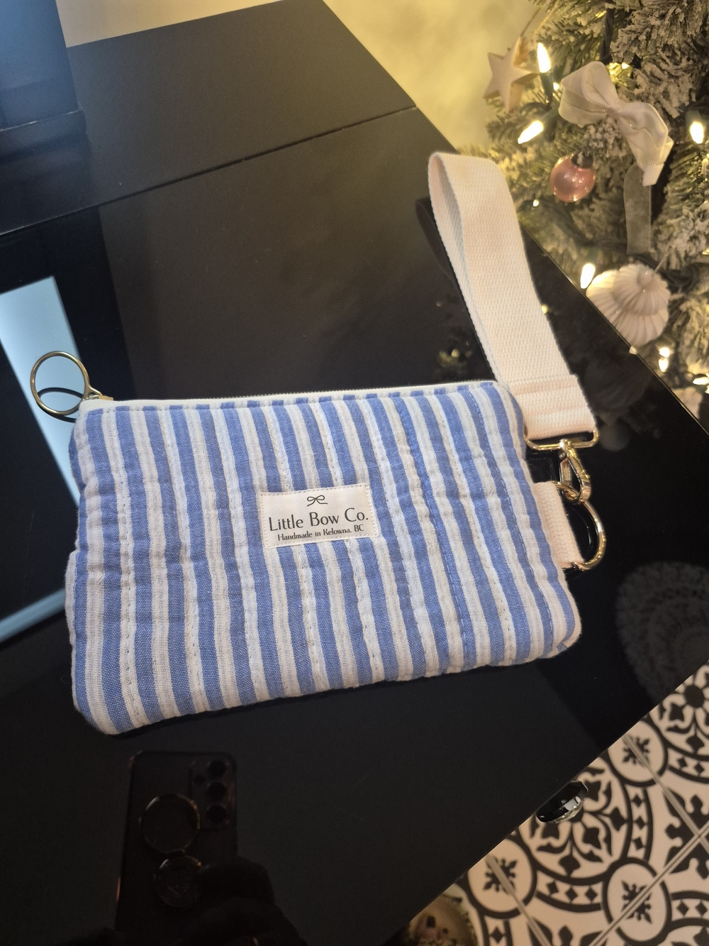 Little Bow Co. Blue & White Stripe Pouch Cotton Muslin